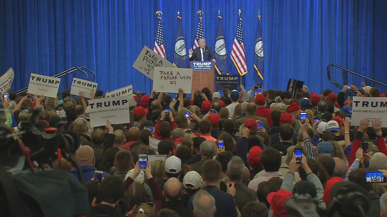 President Donald Trump at a rally in Louisville